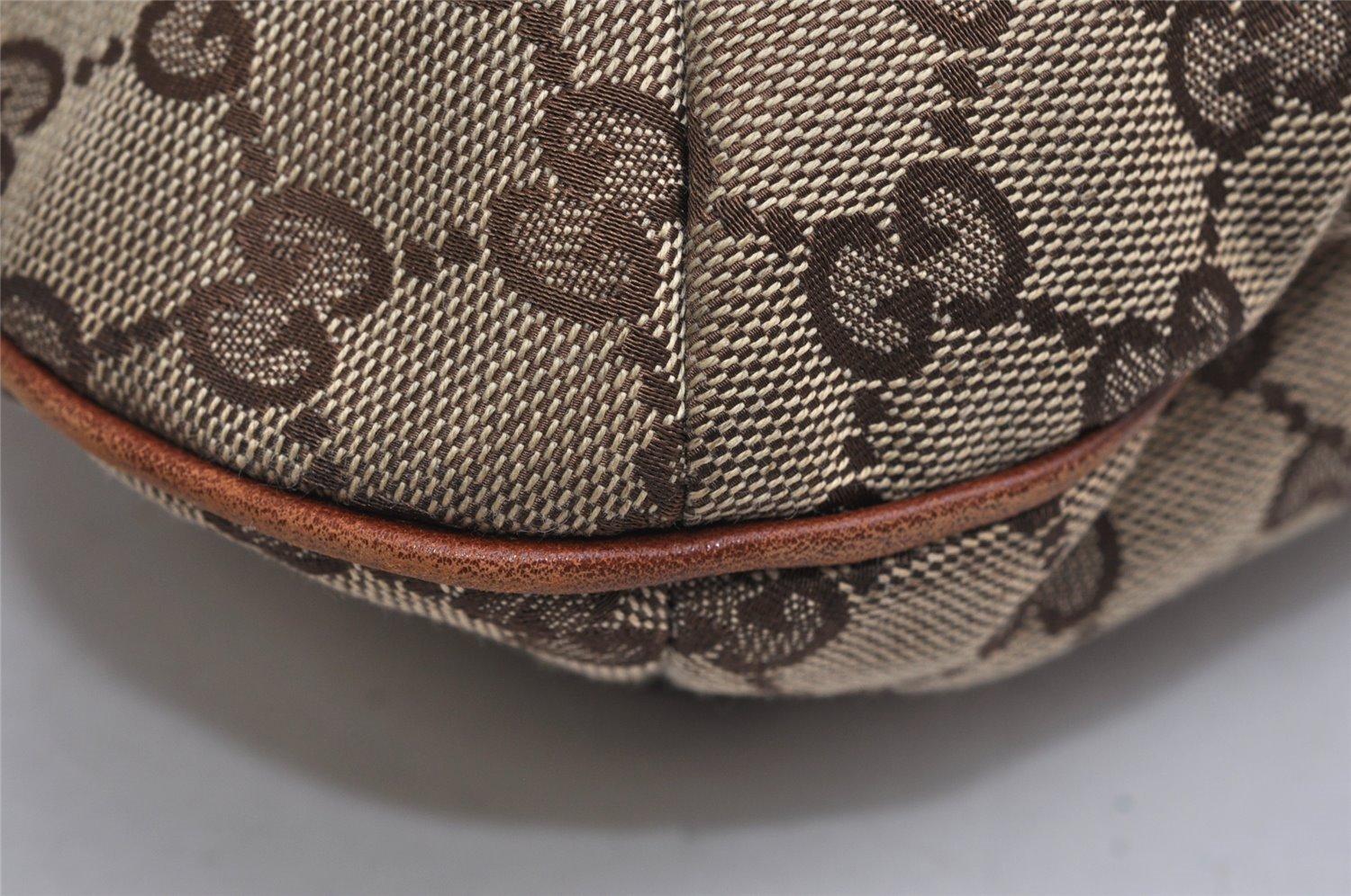 Authentic GUCCI Horsebit Shoulder Hand Bag GG Canvas Leather 137592 Brown 1328K