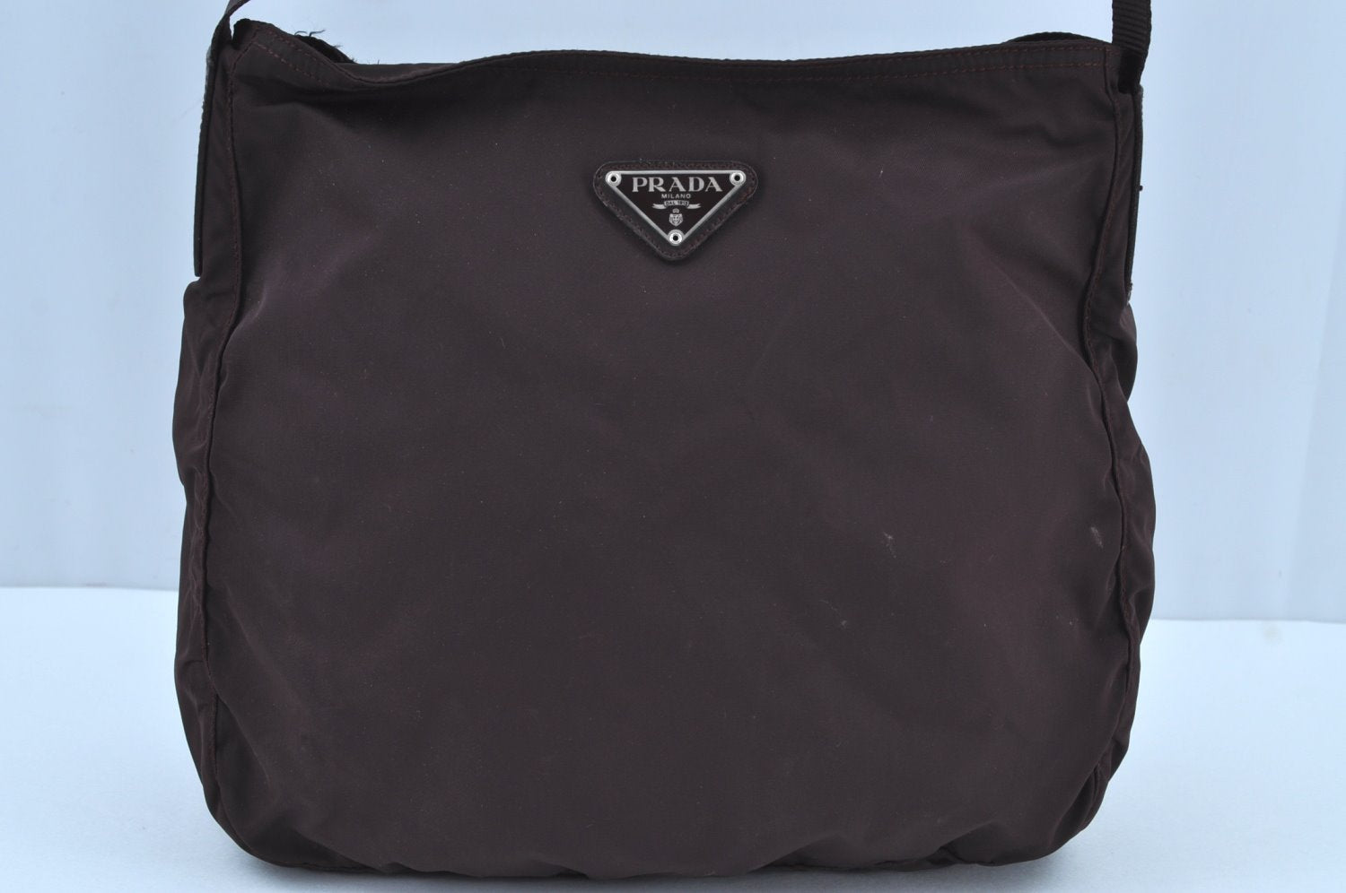 Auth PRADA Nylon Tessuto Leather Shoulder Cross Body Bag Purse Brown Junk 1329I