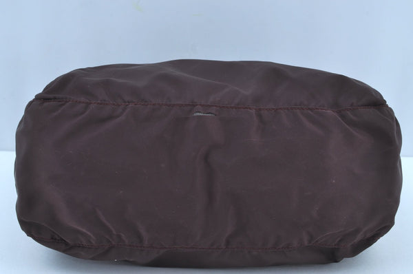 Auth PRADA Nylon Tessuto Leather Shoulder Cross Body Bag Purse Brown Junk 1329I