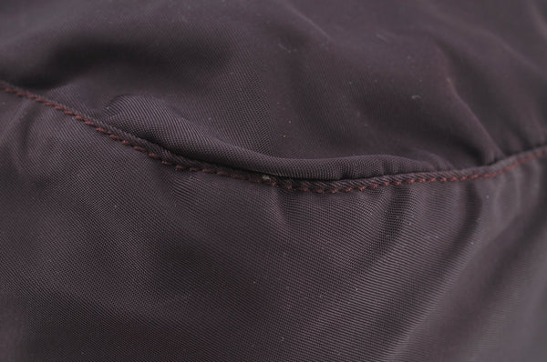 Auth PRADA Nylon Tessuto Leather Shoulder Cross Body Bag Purse Brown Junk 1329I