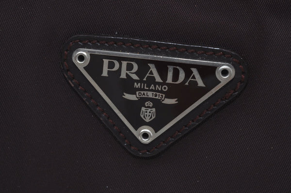 Auth PRADA Nylon Tessuto Leather Shoulder Cross Body Bag Purse Brown Junk 1329I
