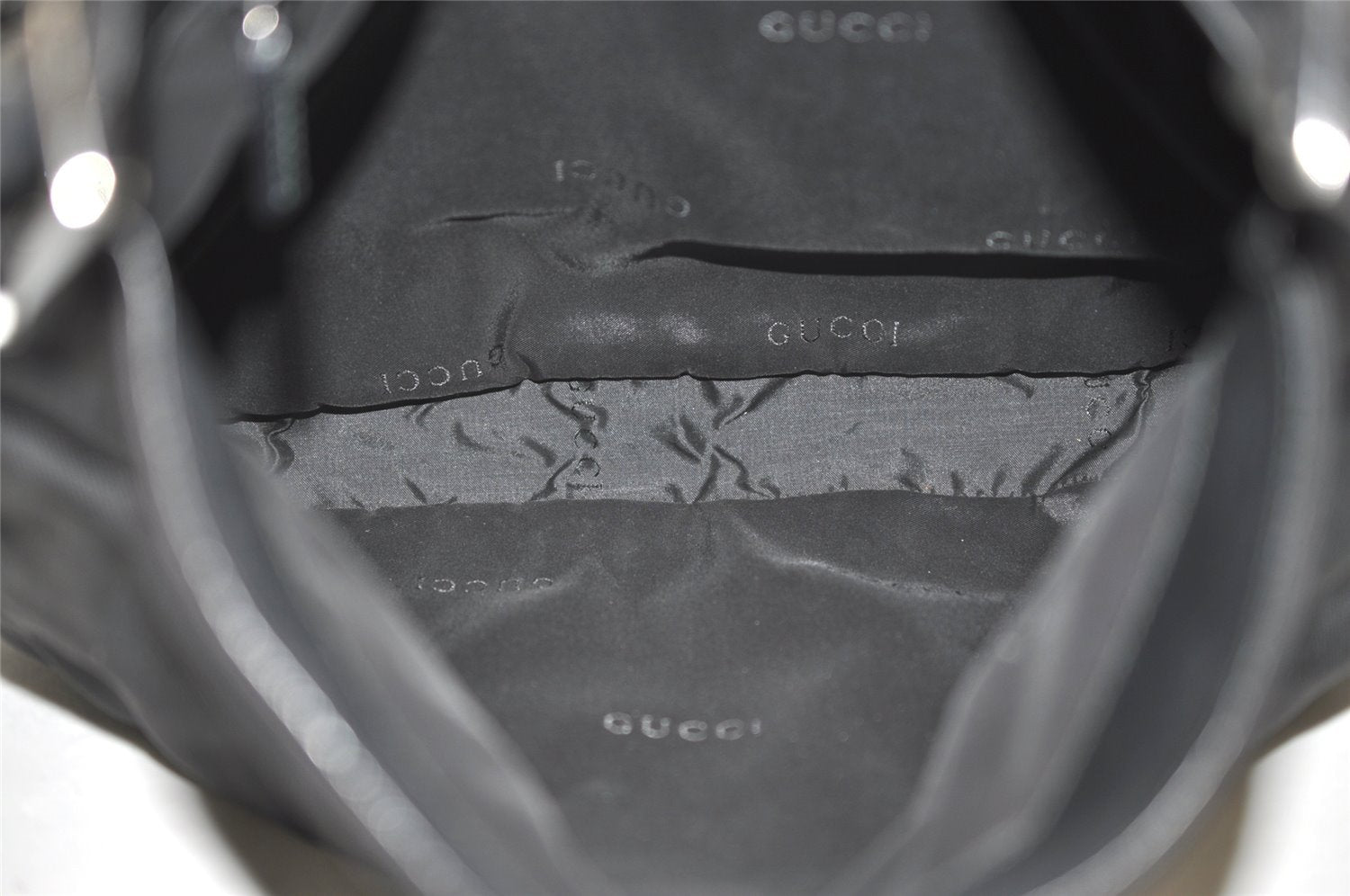 Authentic GUCCI Vintage Shoulder Bag Nylon Leather 0013166 Black 1329K