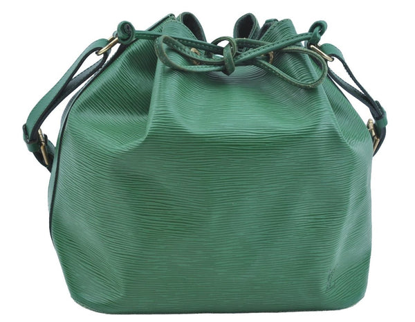 Authentic Louis Vuitton Epi Petit Noe Shoulder Drawstring Bag M44104 Green 1330I
