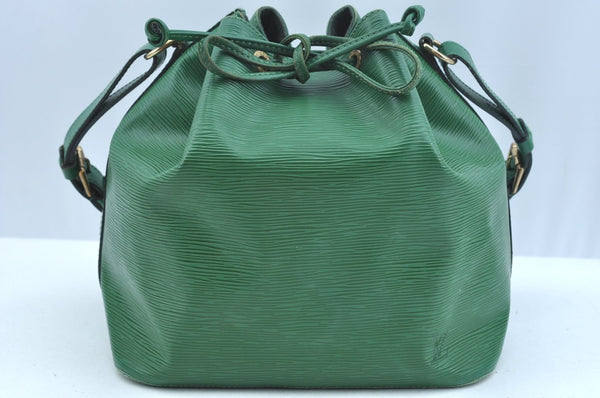 Authentic Louis Vuitton Epi Petit Noe Shoulder Drawstring Bag M44104 Green 1330I