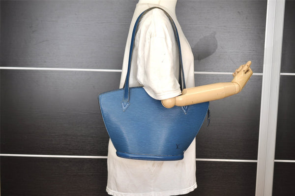 Authentic Louis Vuitton Epi Saint Jacques Poignier Long Shoulder Bag Blue 1331I