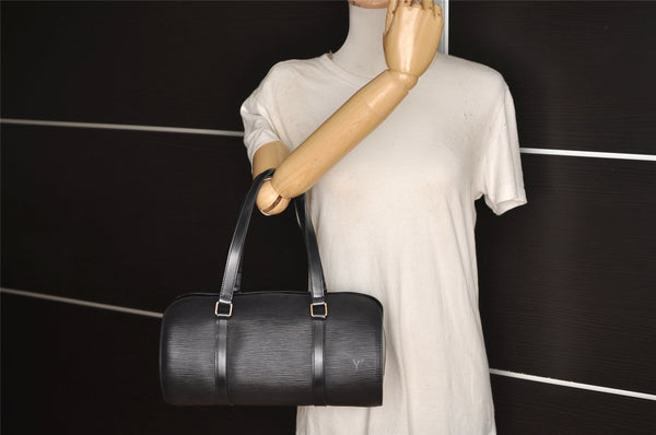Authentic Louis Vuitton Epi Soufflot Black Hand Bag M52222 LV 1331J