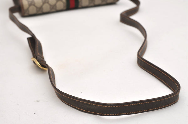 Authentic GUCCI Web Sherry Line Shoulder Bag GG PVC Leather Brown Junk 1332K