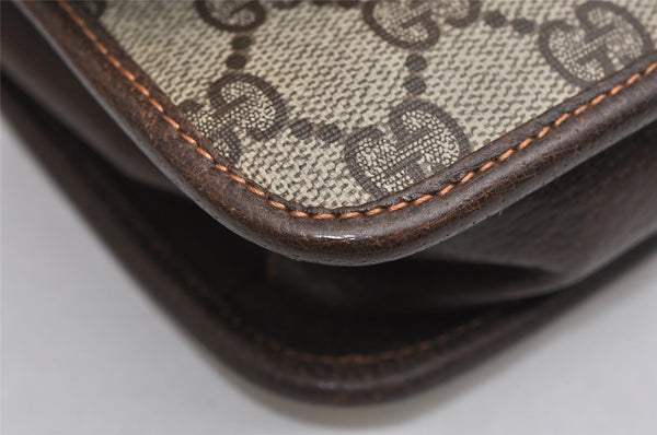 Authentic GUCCI Web Sherry Line Shoulder Bag GG PVC Leather Brown Junk 1332K