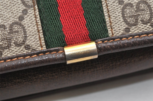 Authentic GUCCI Web Sherry Line Shoulder Bag GG PVC Leather Brown Junk 1332K