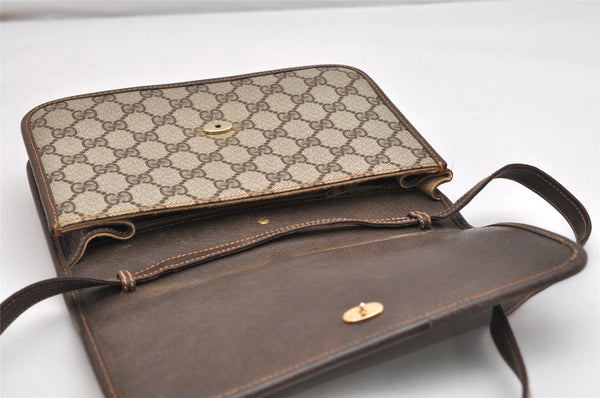 Authentic GUCCI Web Sherry Line Shoulder Bag GG PVC Leather Brown Junk 1332K