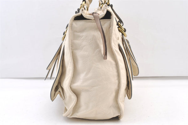 Authentic Chloe Vintage Bay Hand Boston Bag Leather White 1336K