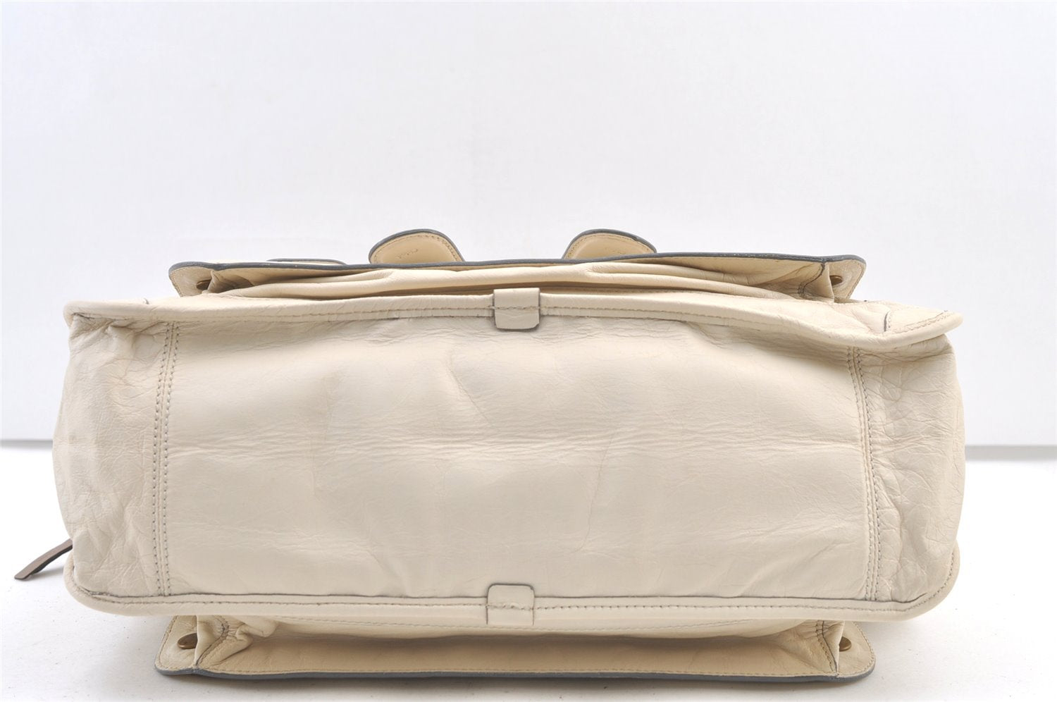 Authentic Chloe Vintage Bay Hand Boston Bag Leather White 1336K