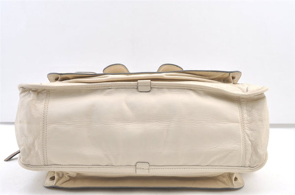 Authentic Chloe Vintage Bay Hand Boston Bag Leather White 1336K