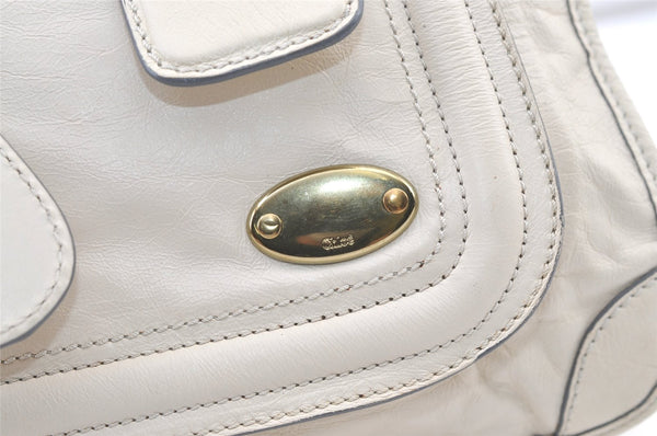 Authentic Chloe Vintage Bay Hand Boston Bag Leather White 1336K