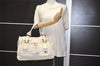 Authentic Chloe Vintage Bay Hand Boston Bag Leather White 1336K