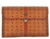 Authentic MCM Vintage Visetos Leather Documents Case Clutch Bag Brown 1337K