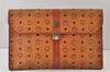 Authentic MCM Vintage Visetos Leather Documents Case Clutch Bag Brown 1337K