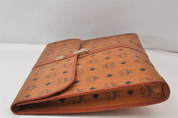 Authentic MCM Vintage Visetos Leather Documents Case Clutch Bag Brown 1337K