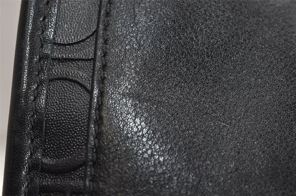 Authentic Salvatore Ferragamo Gancini Leather Shoulder Bag Black 1338K