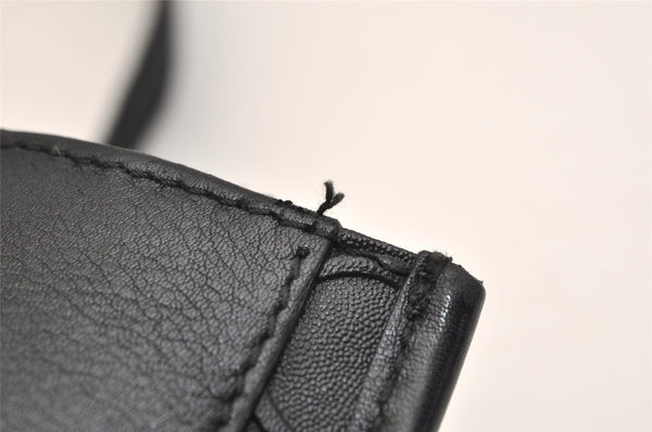 Authentic Salvatore Ferragamo Gancini Leather Shoulder Bag Black 1338K