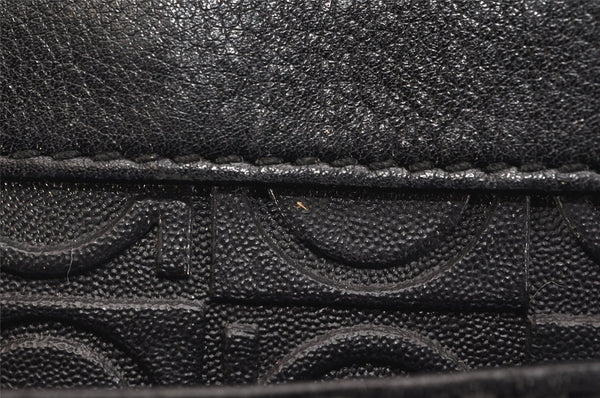 Authentic Salvatore Ferragamo Gancini Leather Shoulder Bag Black 1338K