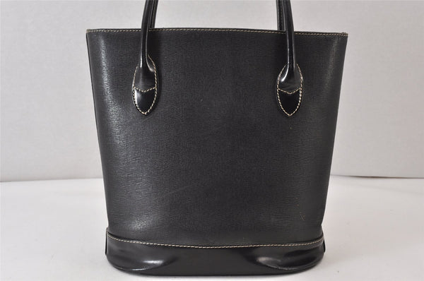Authentic BURBERRY Vintage Leather Enamel Shoulder Hand Bag Purse Black 1339K