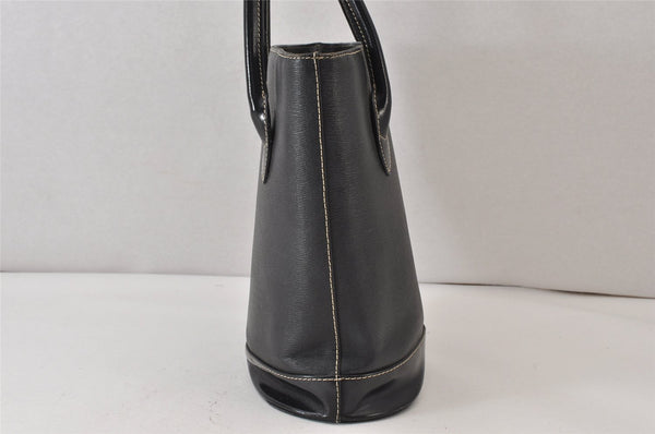 Authentic BURBERRY Vintage Leather Enamel Shoulder Hand Bag Purse Black 1339K