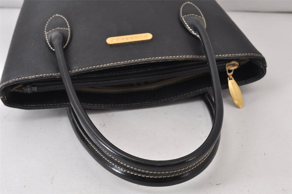 Authentic BURBERRY Vintage Leather Enamel Shoulder Hand Bag Purse Black 1339K