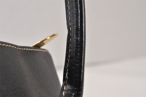 Authentic BURBERRY Vintage Leather Enamel Shoulder Hand Bag Purse Black 1339K