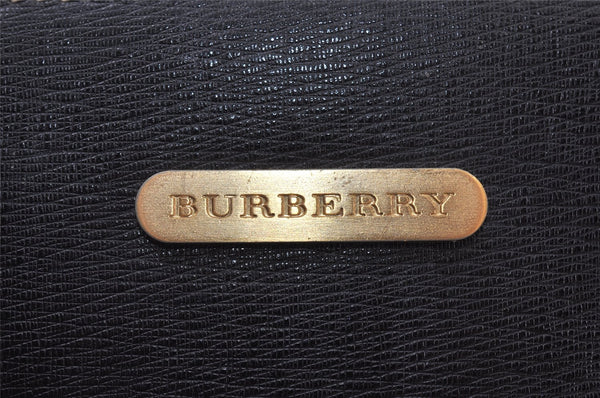 Authentic BURBERRY Vintage Leather Enamel Shoulder Hand Bag Purse Black 1339K