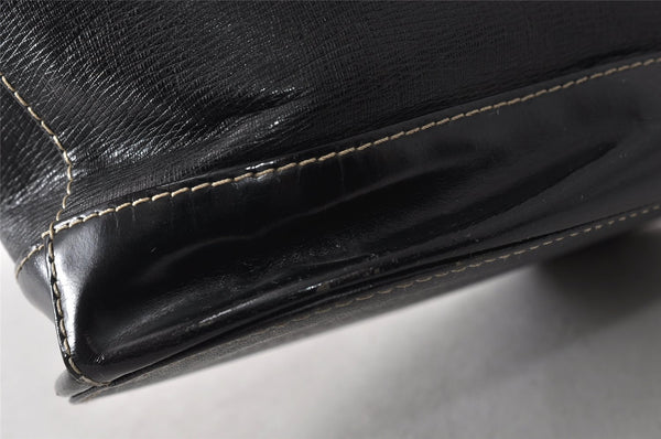 Authentic BURBERRY Vintage Leather Enamel Shoulder Hand Bag Purse Black 1339K