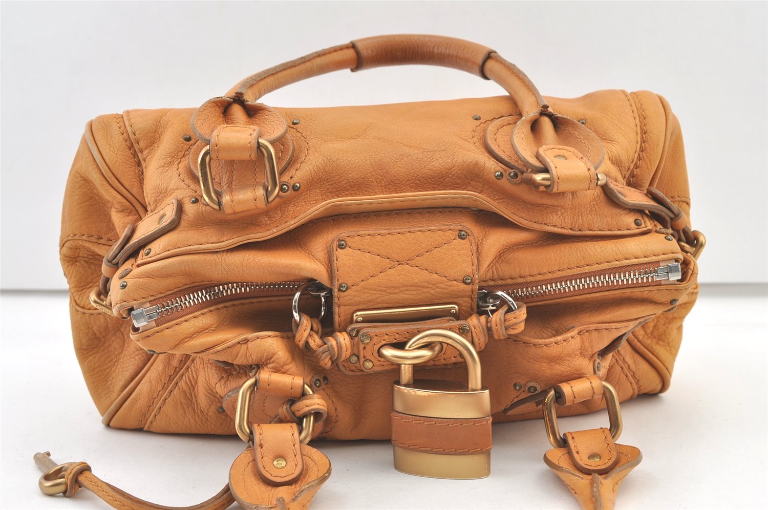 Authentic Chloe Paddington Leather Shoulder Hand Bag Brown 1340K