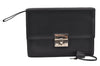 Authentic Salvatore Ferragamo Vintage Leather Clutch Hand Bag Purse Black 1341K