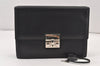 Authentic Salvatore Ferragamo Vintage Leather Clutch Hand Bag Purse Black 1341K
