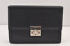 Authentic Salvatore Ferragamo Vintage Leather Clutch Hand Bag Purse Black 1341K