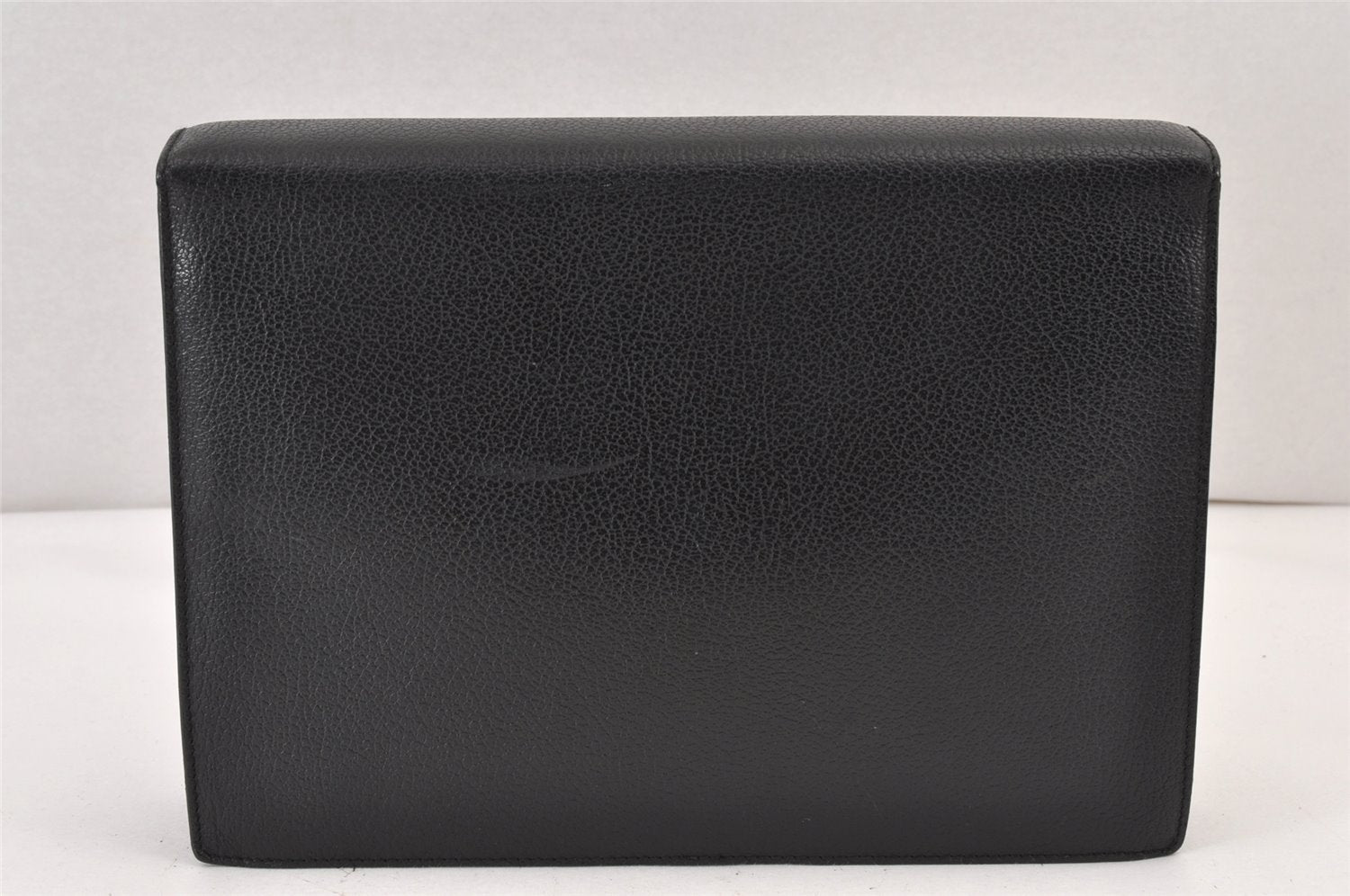 Authentic Salvatore Ferragamo Vintage Leather Clutch Hand Bag Purse Black 1341K