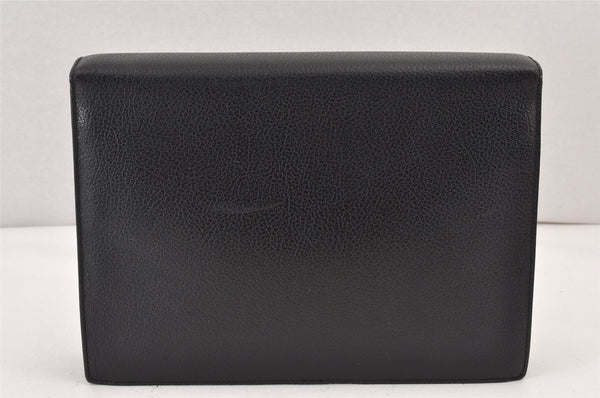 Authentic Salvatore Ferragamo Vintage Leather Clutch Hand Bag Purse Black 1341K