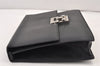 Authentic Salvatore Ferragamo Vintage Leather Clutch Hand Bag Purse Black 1341K