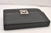 Authentic Salvatore Ferragamo Vintage Leather Clutch Hand Bag Purse Black 1341K