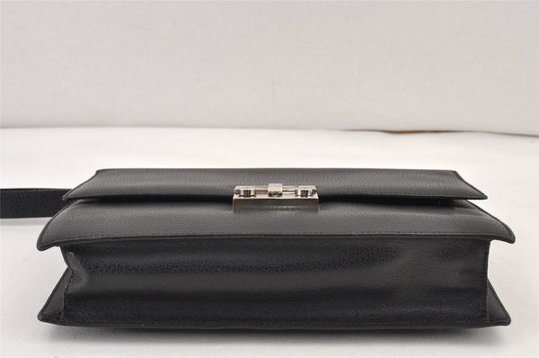 Authentic Salvatore Ferragamo Vintage Leather Clutch Hand Bag Purse Black 1341K