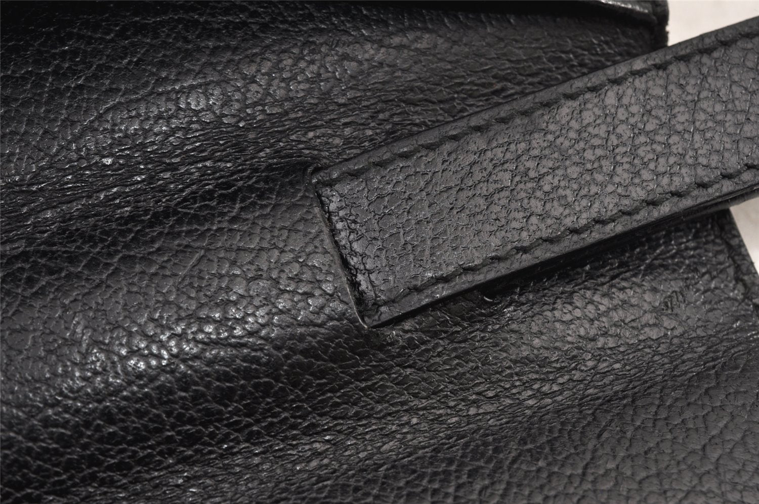 Authentic Salvatore Ferragamo Vintage Leather Clutch Hand Bag Purse Black 1341K
