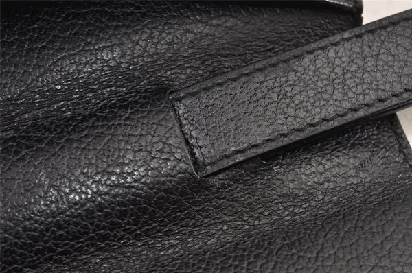 Authentic Salvatore Ferragamo Vintage Leather Clutch Hand Bag Purse Black 1341K