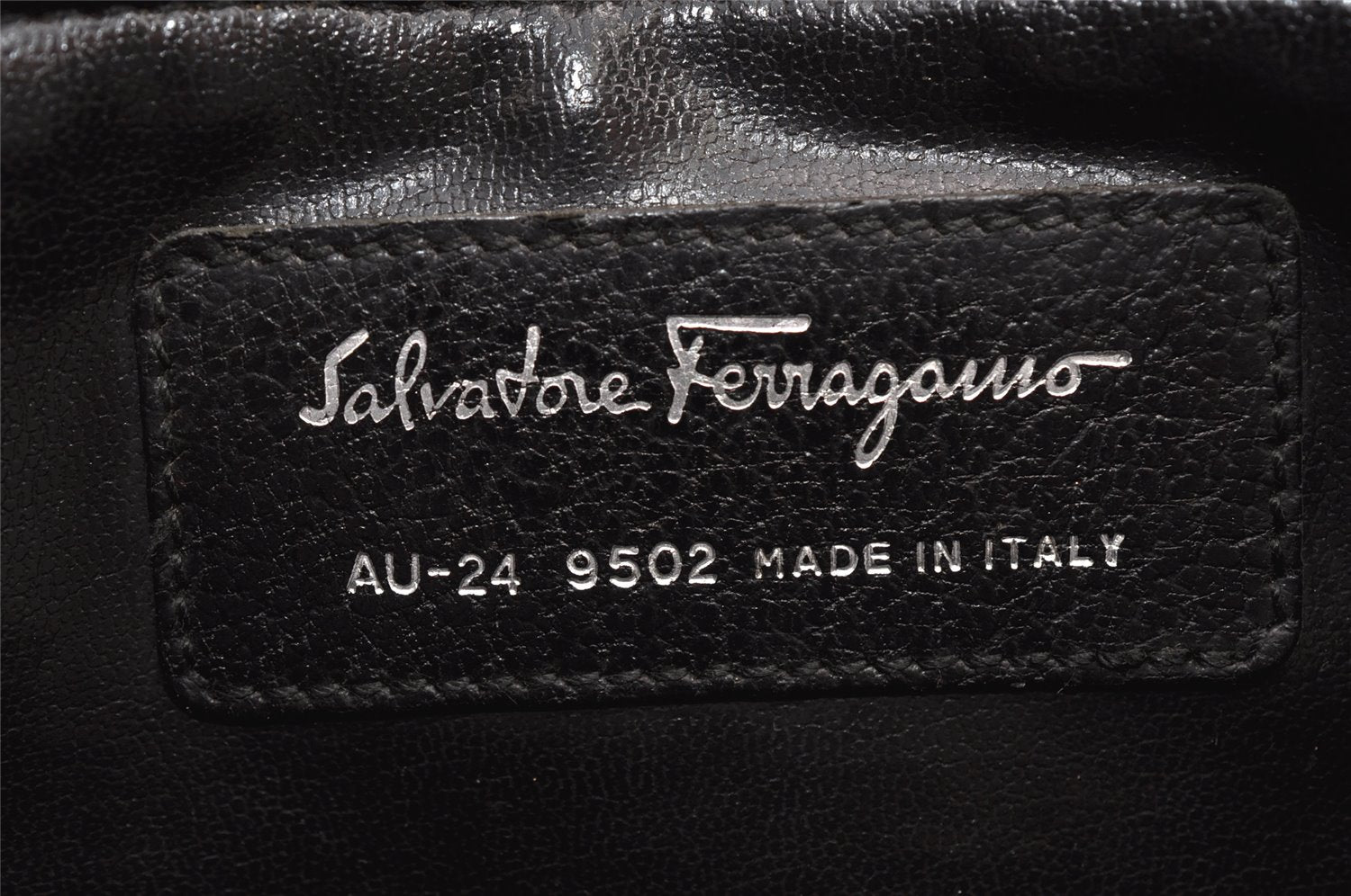 Authentic Salvatore Ferragamo Vintage Leather Clutch Hand Bag Purse Black 1341K