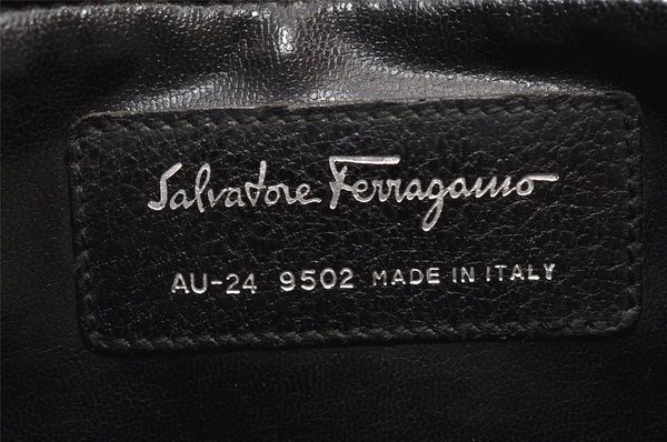 Authentic Salvatore Ferragamo Vintage Leather Clutch Hand Bag Purse Black 1341K