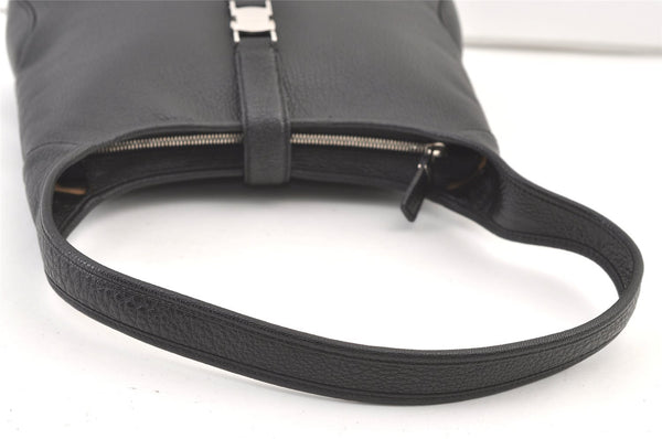 Authentic Salvatore Ferragamo Vintage Leather Shoulder Hand Bag Black 1342K