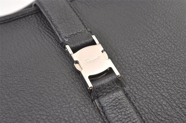 Authentic Salvatore Ferragamo Vintage Leather Shoulder Hand Bag Black 1342K