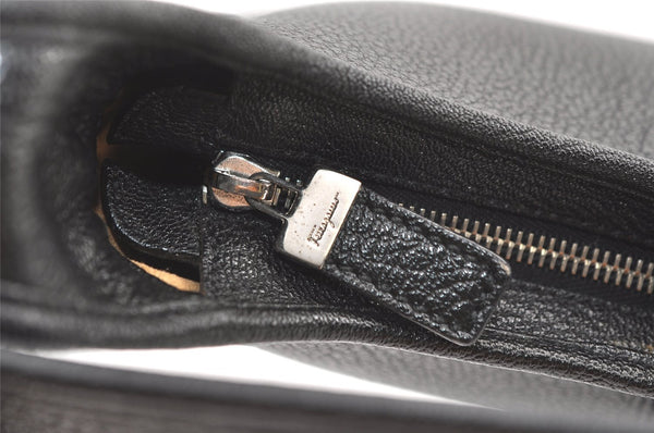 Authentic Salvatore Ferragamo Vintage Leather Shoulder Hand Bag Black 1342K