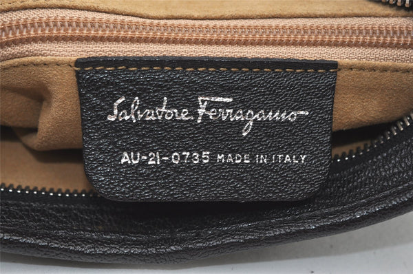 Authentic Salvatore Ferragamo Vintage Leather Shoulder Hand Bag Black 1342K