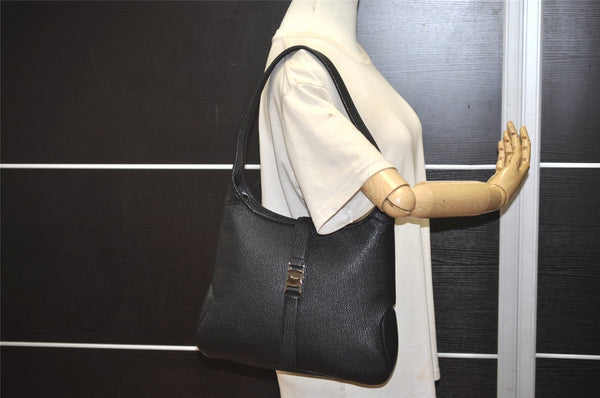 Authentic Salvatore Ferragamo Vintage Leather Shoulder Hand Bag Black 1342K