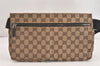 Authentic GUCCI Vintage Waist Body Bag Purse GG Canvas Leather 28566 Brown 1342M